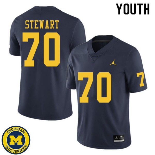 Youth Michigan Wolverines #70 Jack Stewart Navy Replica Game Jersey